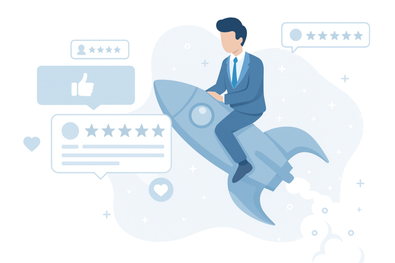 Illustratie: groei door positieve reviews